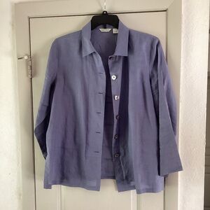 Cerulean-blue Laura Ashley loose, lightweight top, over shirt
